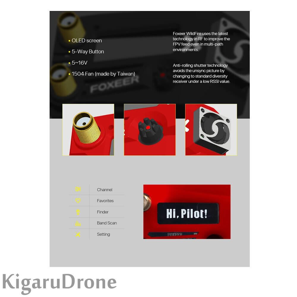 Foxeer Wildfire 5.8G Goggle Dual Receiver Fatshark FPVゴーグル対応