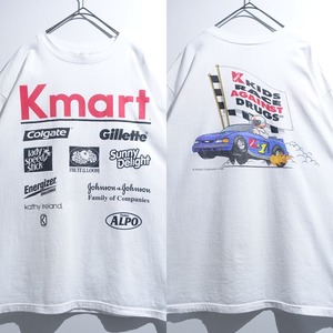 90s White Corporate Print Design T-Shirt