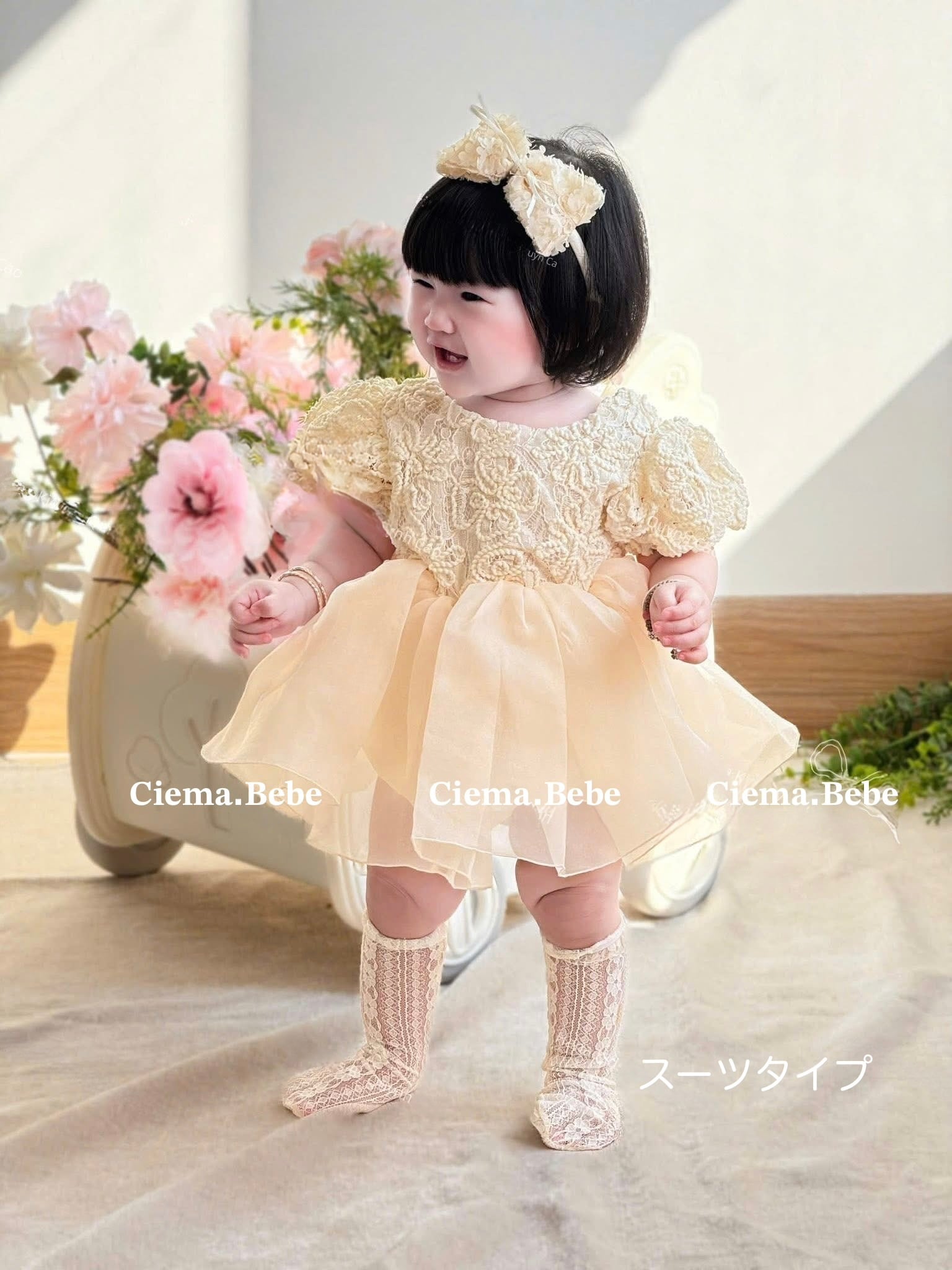 即納】Shinny fleurs suit and dress チュールロンパース/ チュール