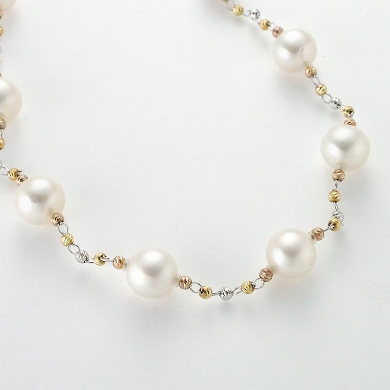 タサキ TASAKI K18YG/WG パール/6.8～7.6mm ステーション ネックレス