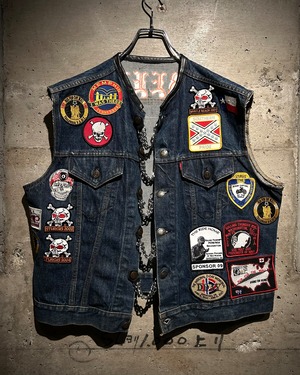 【Caka】70's “Levi's” Patch × Chain Custom Vintage Cut Off Denim Vest