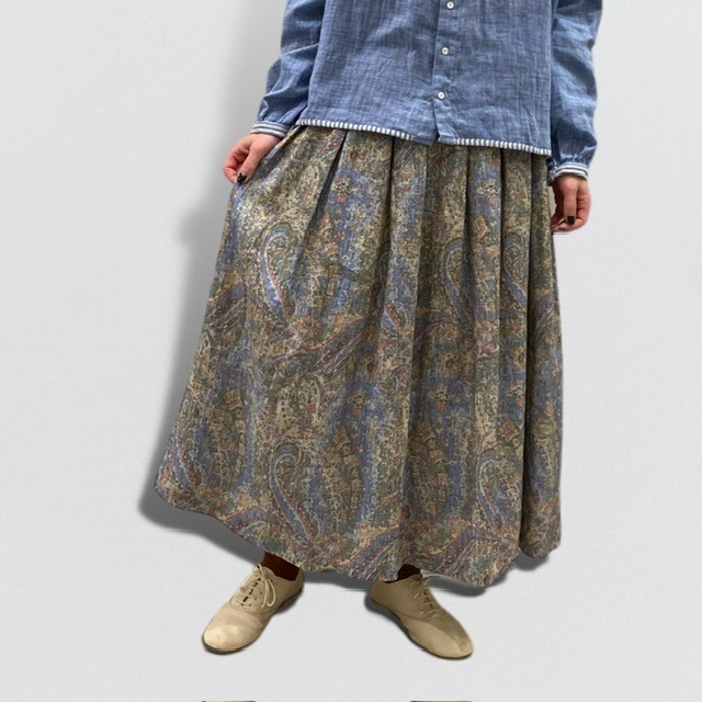 vm paisley print tuck skirt