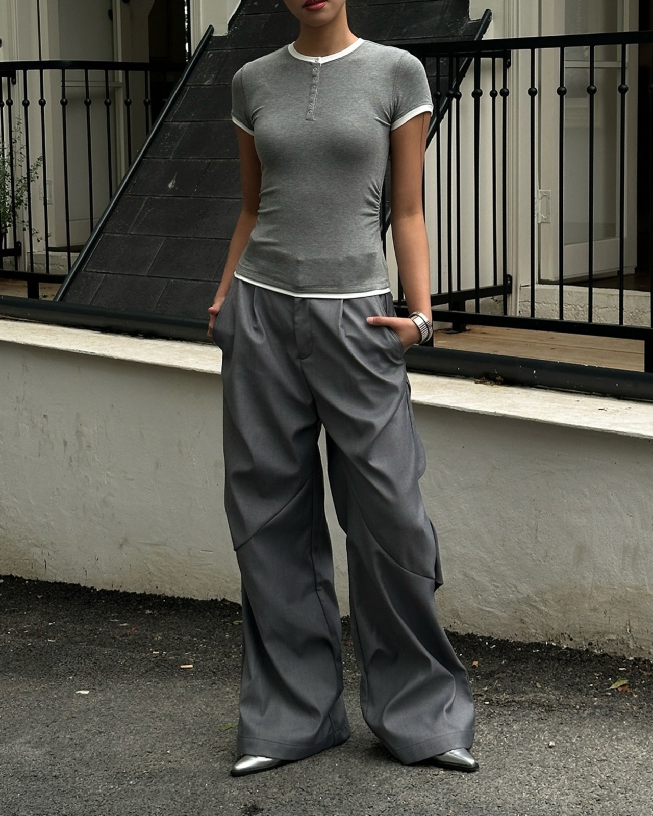 ヘンリーネックラインTシャツ A0987 - 17