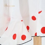 フラメンコ 衣装 エプロン 白 赤 水玉 ドット 軽い 薄い リボン 飾り 小物 ダンス 発表会 ホワイト系 レッド系 おしゃれ 可愛い レディース ファッション ステージ衣装 かわいいドット柄