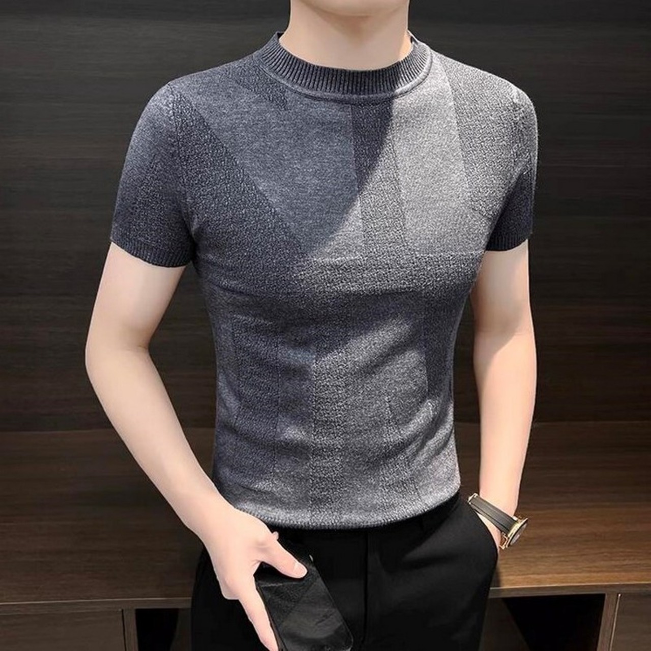 knit short sleeve T-shirt tops 00279