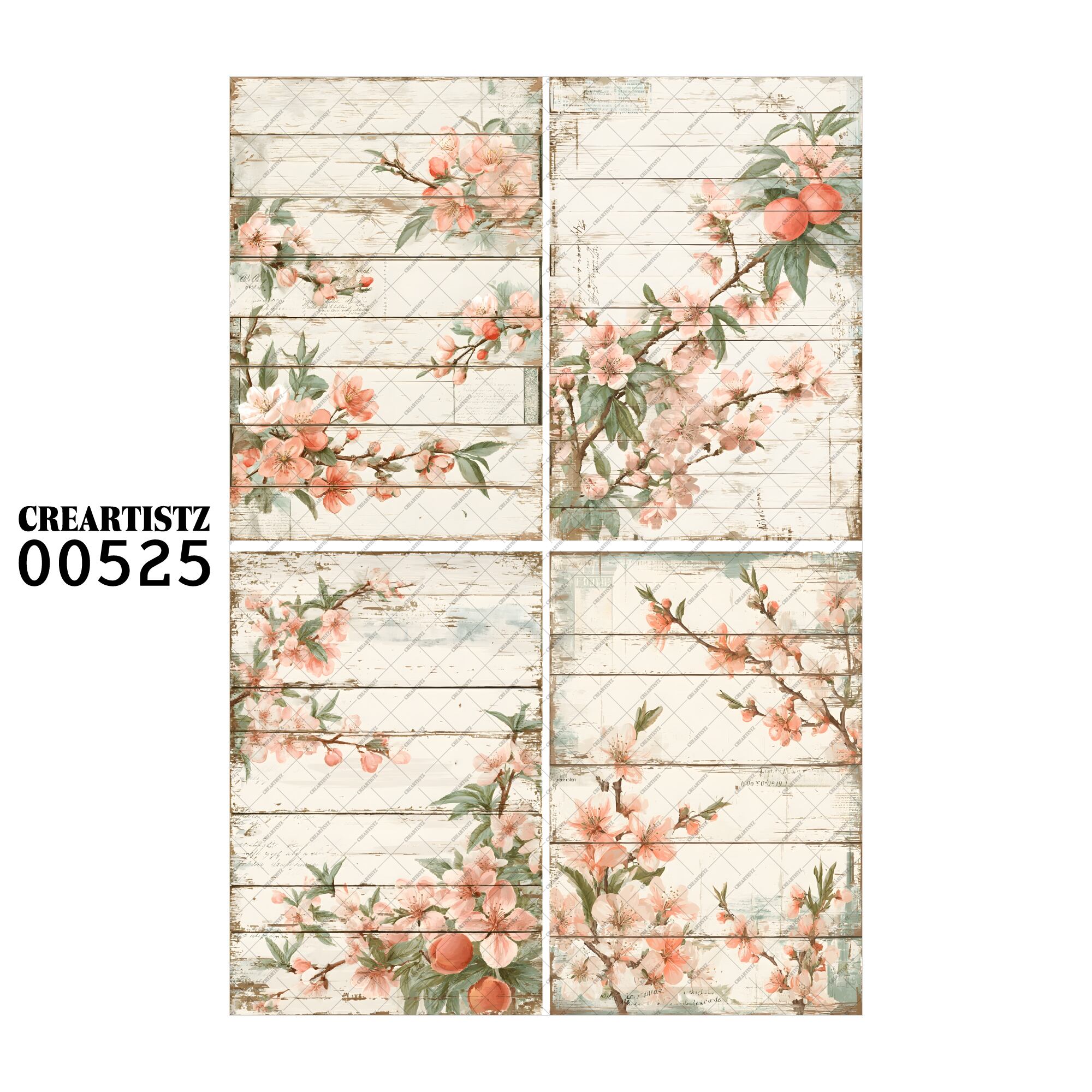 00525 背景 コラージュ素材 オリジナル 12枚セット (4種類×3枚) ペーパー/ステッカー CREARTISTZ