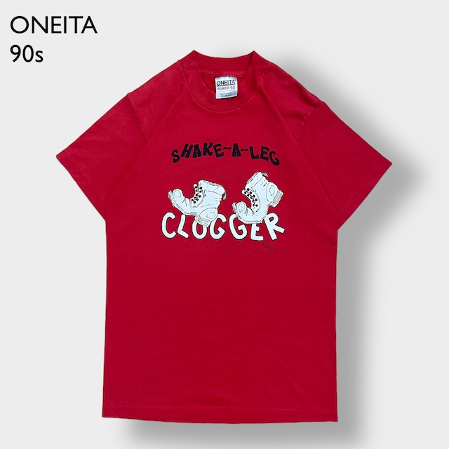 【ONEITA】90s USA製 プリントTシャツ ブーツ イラスト シングルステッチ ヴィンテージオニータ M US古着
