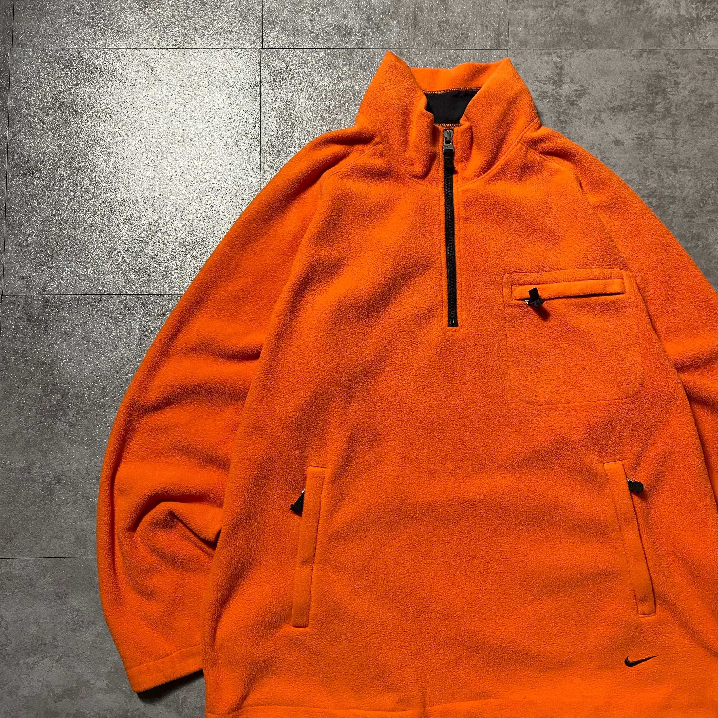 00's NIKE ナイキ ハーフジップ スウォッシュ 刺繍ロゴ オレンジ