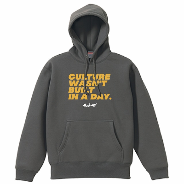 【SHOEHURRY!】“CULTURE WASN'T BUILT IN A DAY ” SWEAT HOODIE (CEMENT/YELLOW/WHITE) | 裏起毛パーカー(セメント/イエロー/ホワイト)