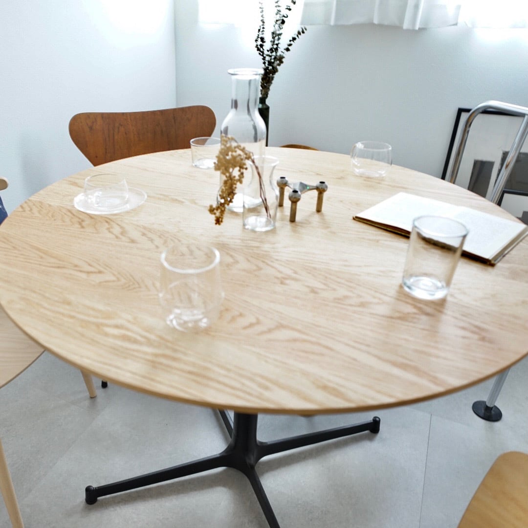 直径100cm ダイニングテーブル 丸テーブル オーク 無垢 ラウンド