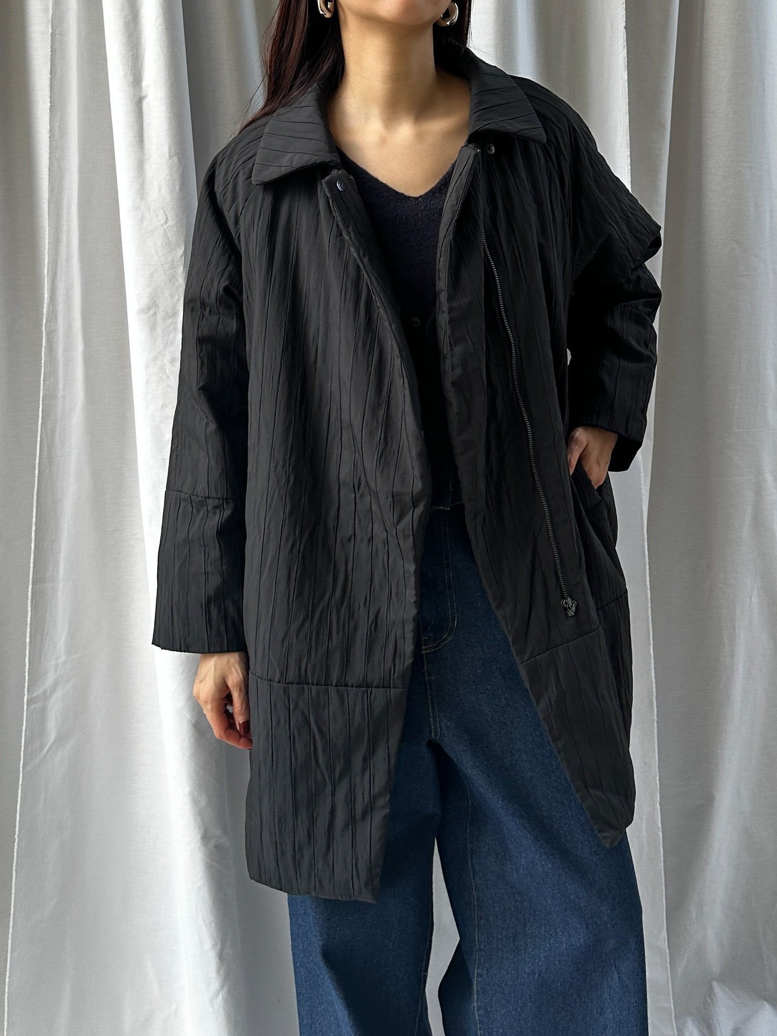 JQ STRIPED STANDCOLLAR COAT(ｼﾞｬｶﾞｰﾄﾞｽﾄﾗｲﾌﾟｽﾃﾝｶﾗｰｺｰﾄ）【5546091