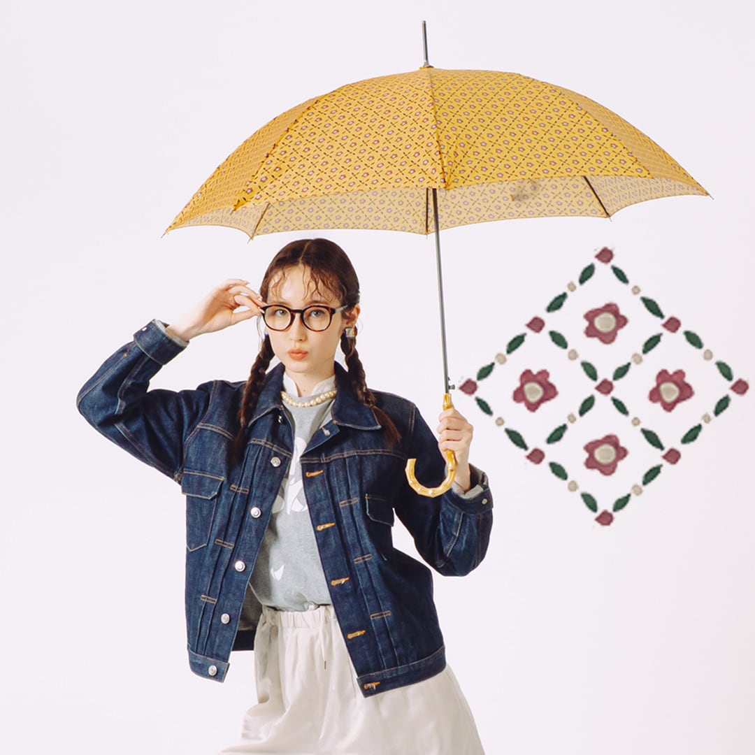 竹の傘 晴雨兼用 レトロフラワー 長傘 ALCEDO | alcedojapan