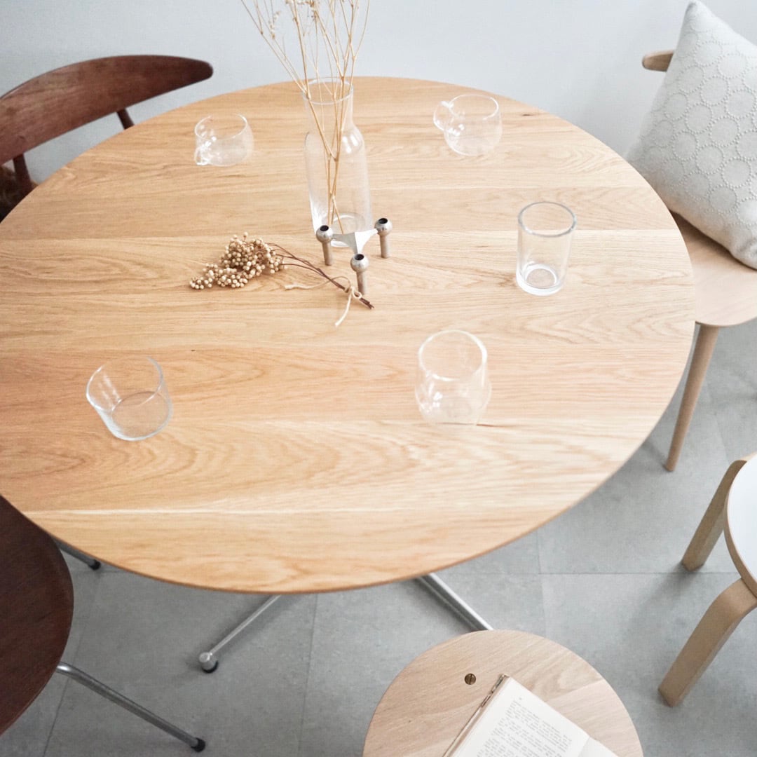 ラウンドダイニングテーブル　100cm　円形ダイニングテーブル 幅100］丸テーブル ダイニングテーブル｜ 無垢材 ウォールナット 北欧