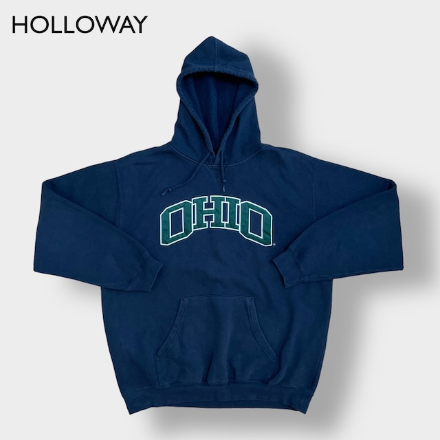 【HOLLOWAY】OHIO カレッジ 刺繍 アーチロゴ パーカー XL ビッグサイズ プルオーバー フーディー スウェット オハイオUS古着