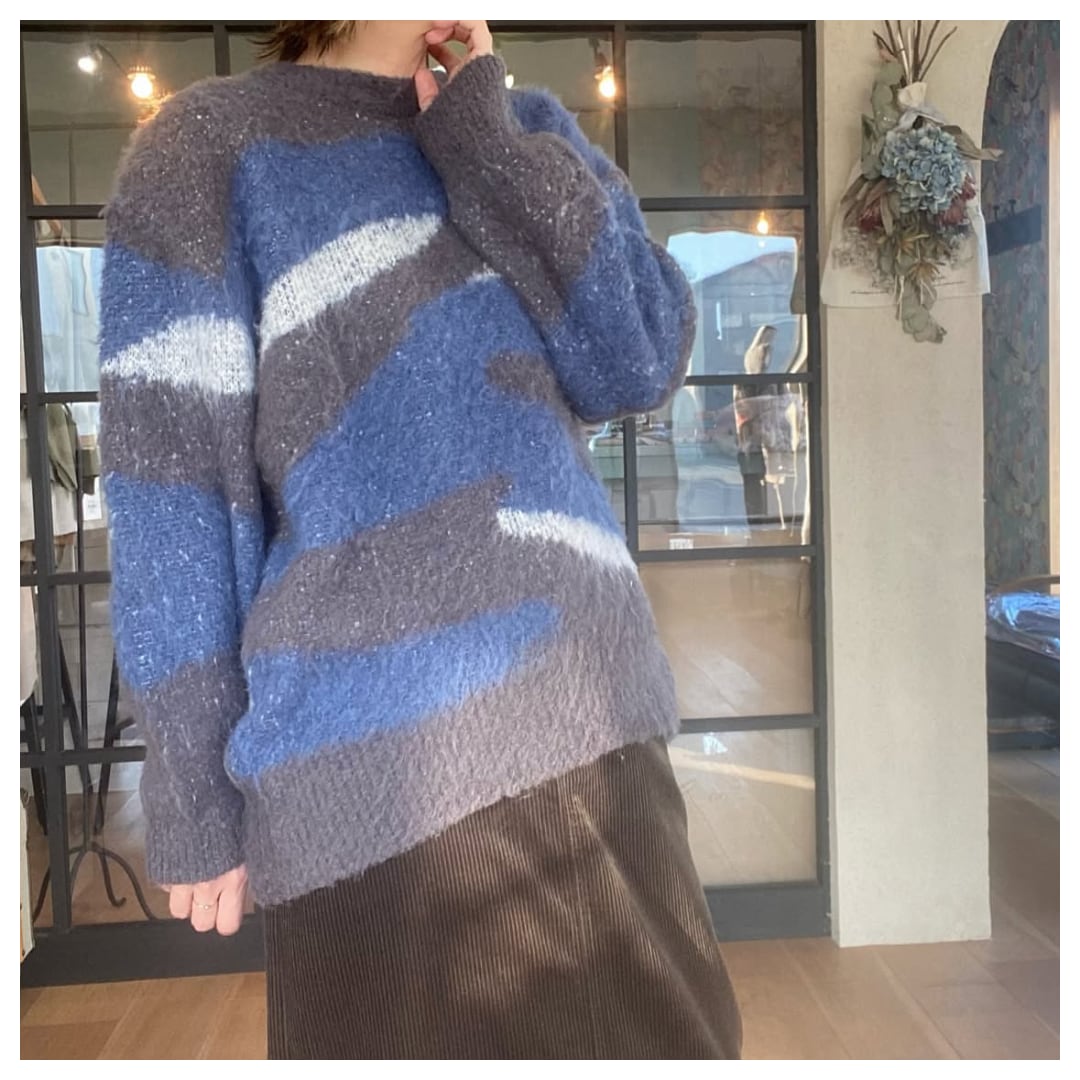 【Eito stan】ニュアンス柄ふわふわニット