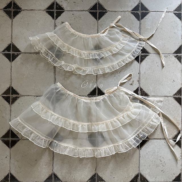 【取寄】oren|organza frill apron (mom)|オーガンジーフリルエプロン(ママ)|FREE|mom|26 autumn