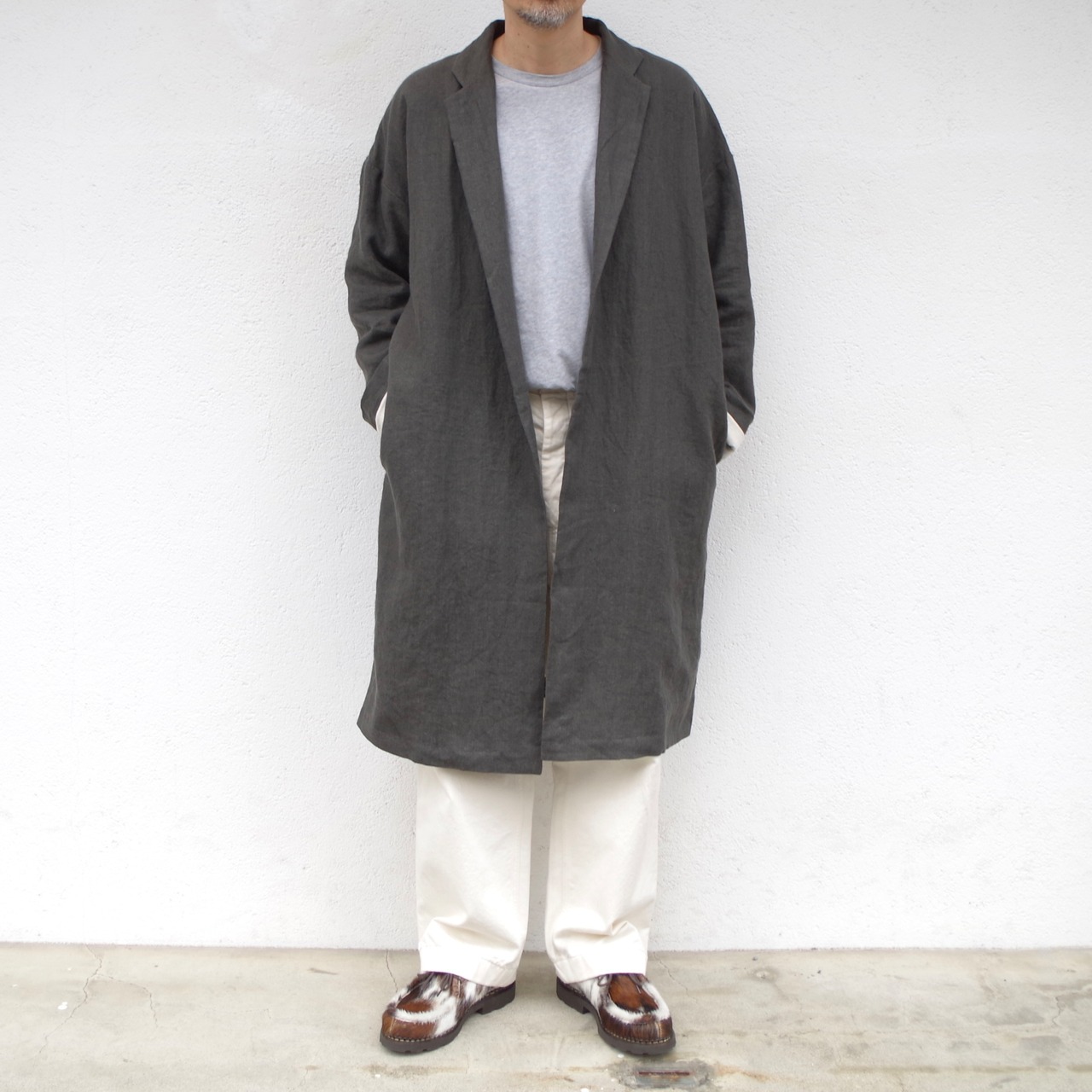 MUYA  Livery coat tailored collar Linen "lining"