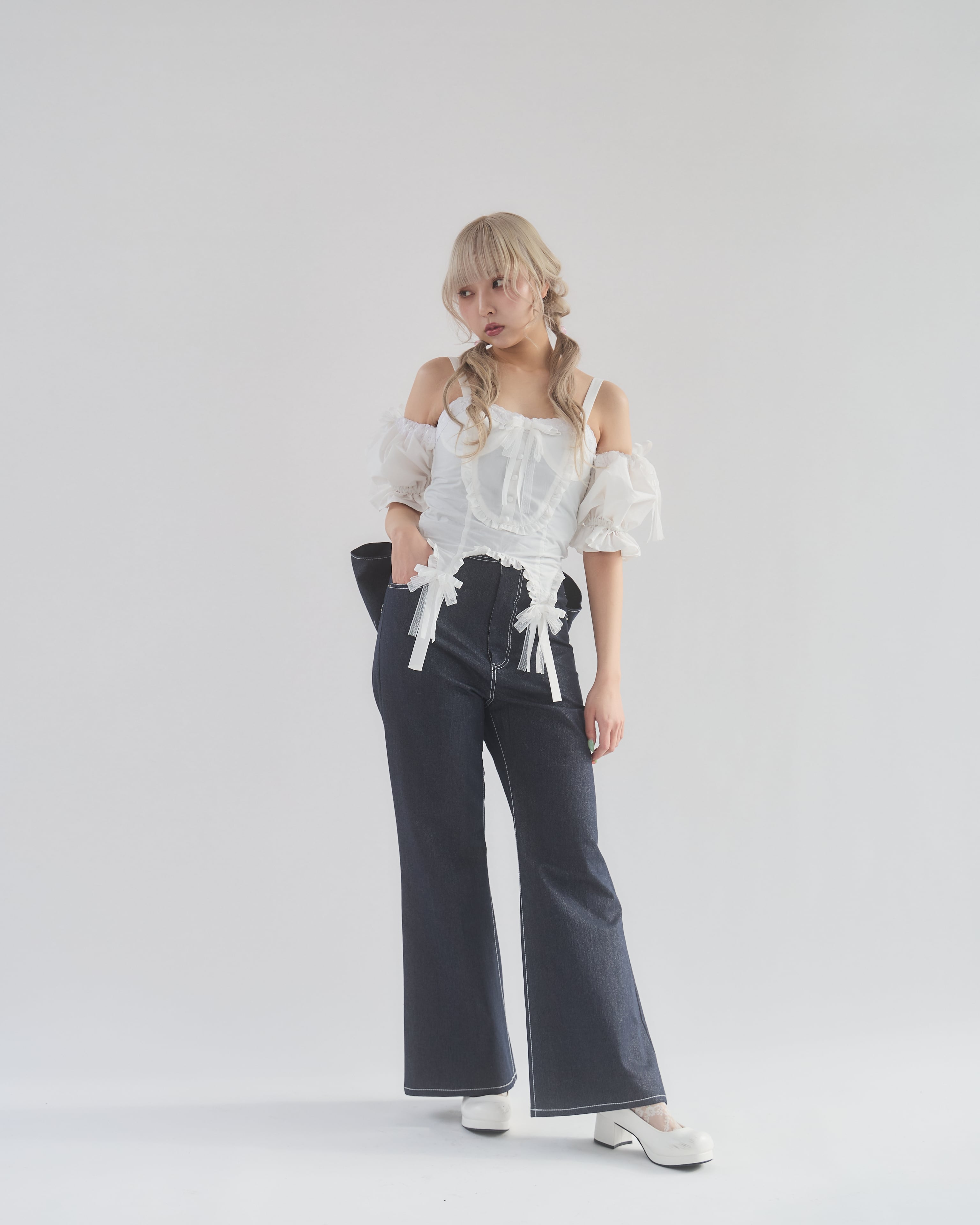 Starry⭐︎バイカラーリボンブラウス | lilLilly official webstore