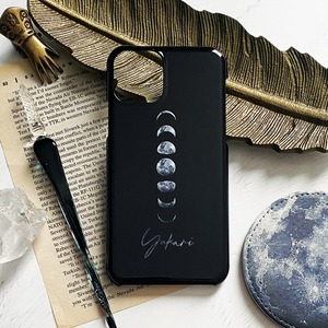 名入れ可能・月の満ち欠け THE MOON iPhoneケース（BLACKカラー） ハードケース Androidケース