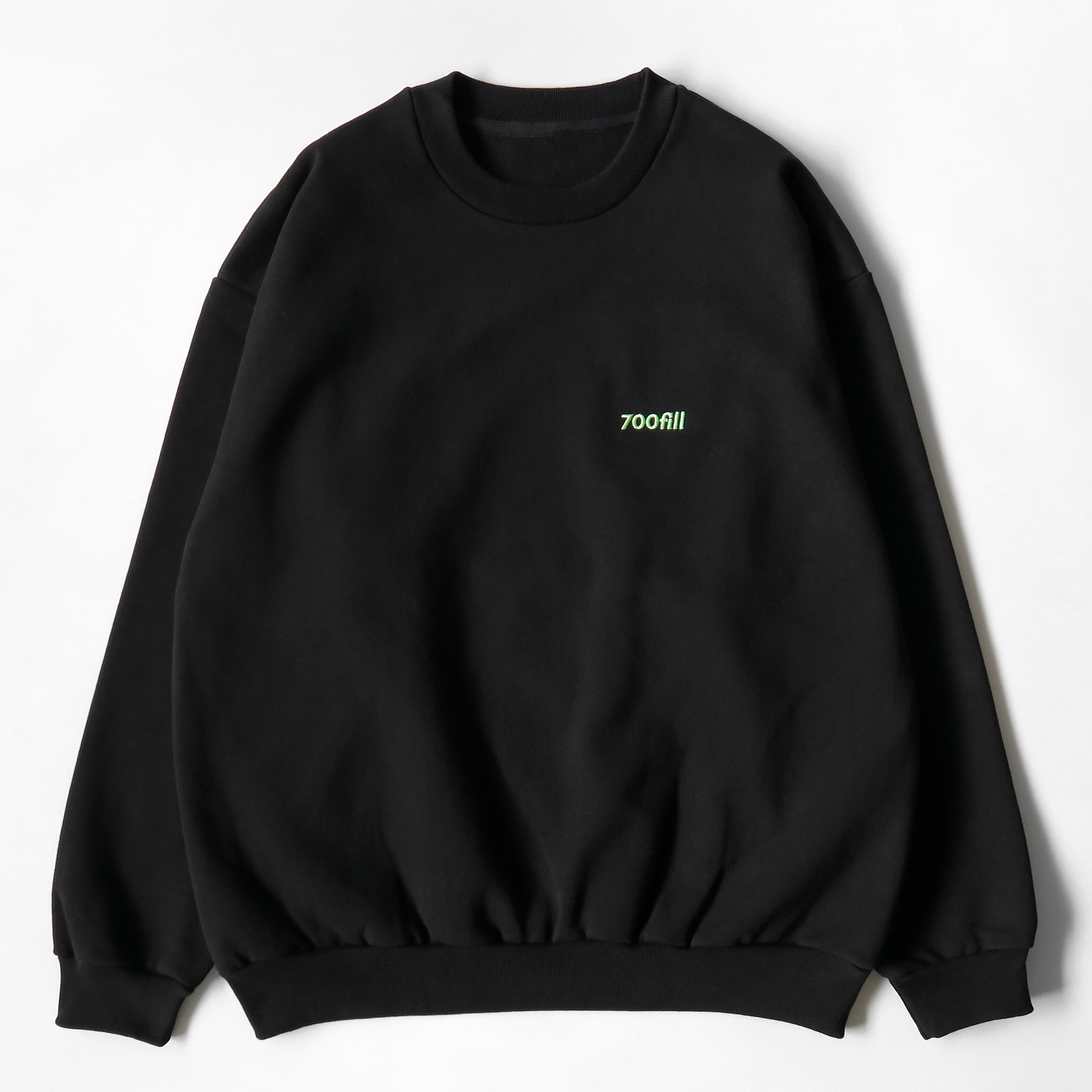 700FILL Embroidered Small Payment Logo Crewneck Sweatshirt - Black