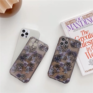 【予約】vintage black rose clear iPhone case