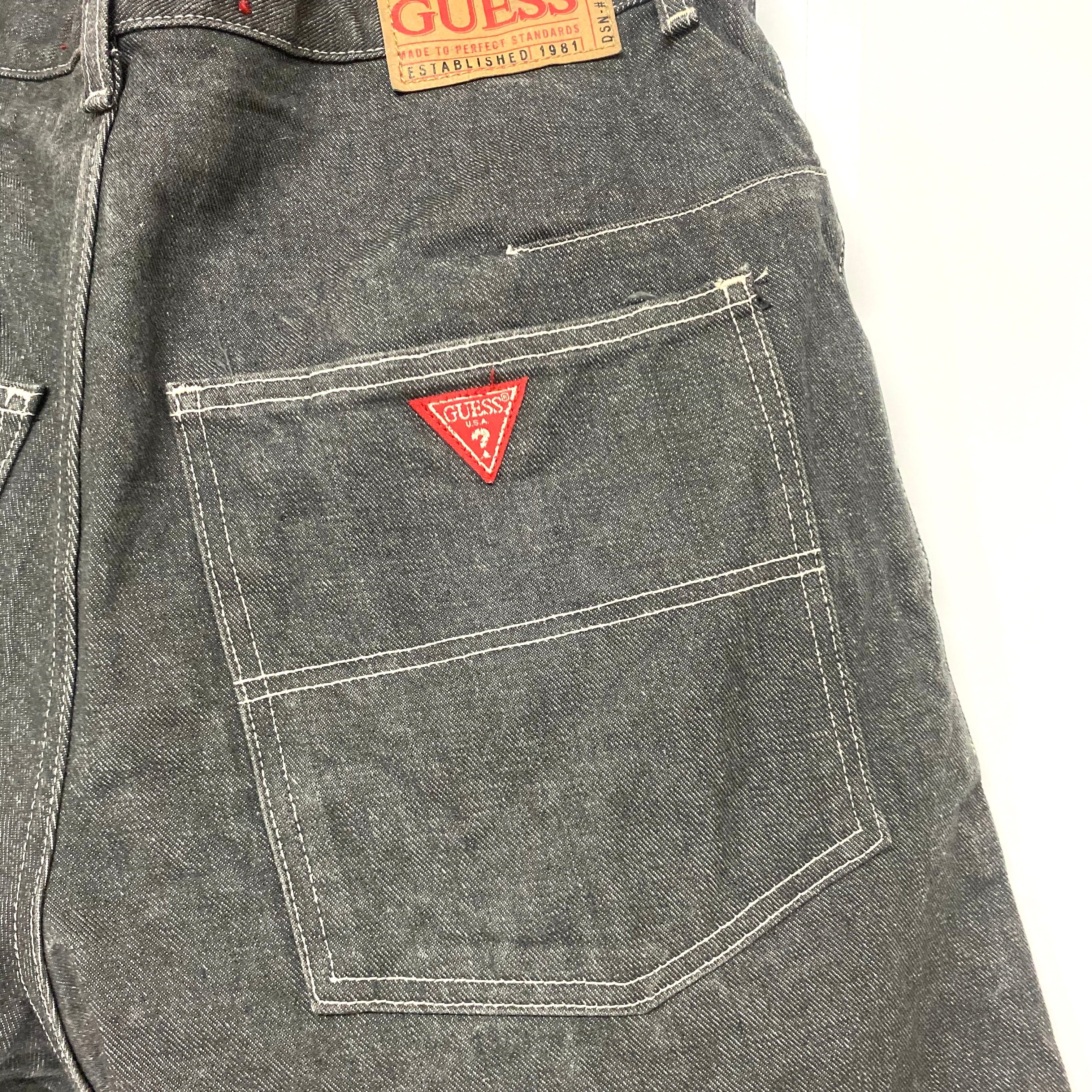 guess？jeansデニムハーフパンツW33 USED MADE IN USA 希少 MADE IN USA製 GUESS JEANS デニムハーフパンツ インディゴ