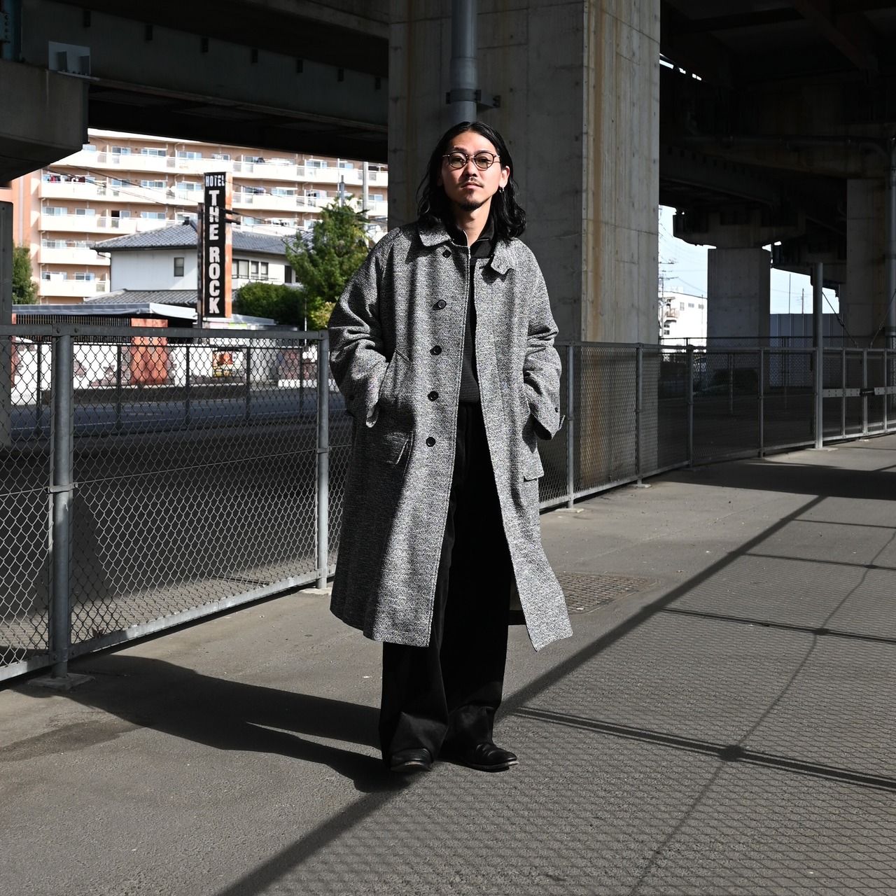 INTERIM(インテリム)DOUBLE SIDED JACQUARD TWEED DEADSTOCK HYPER BIG HUNTING OVER COAT