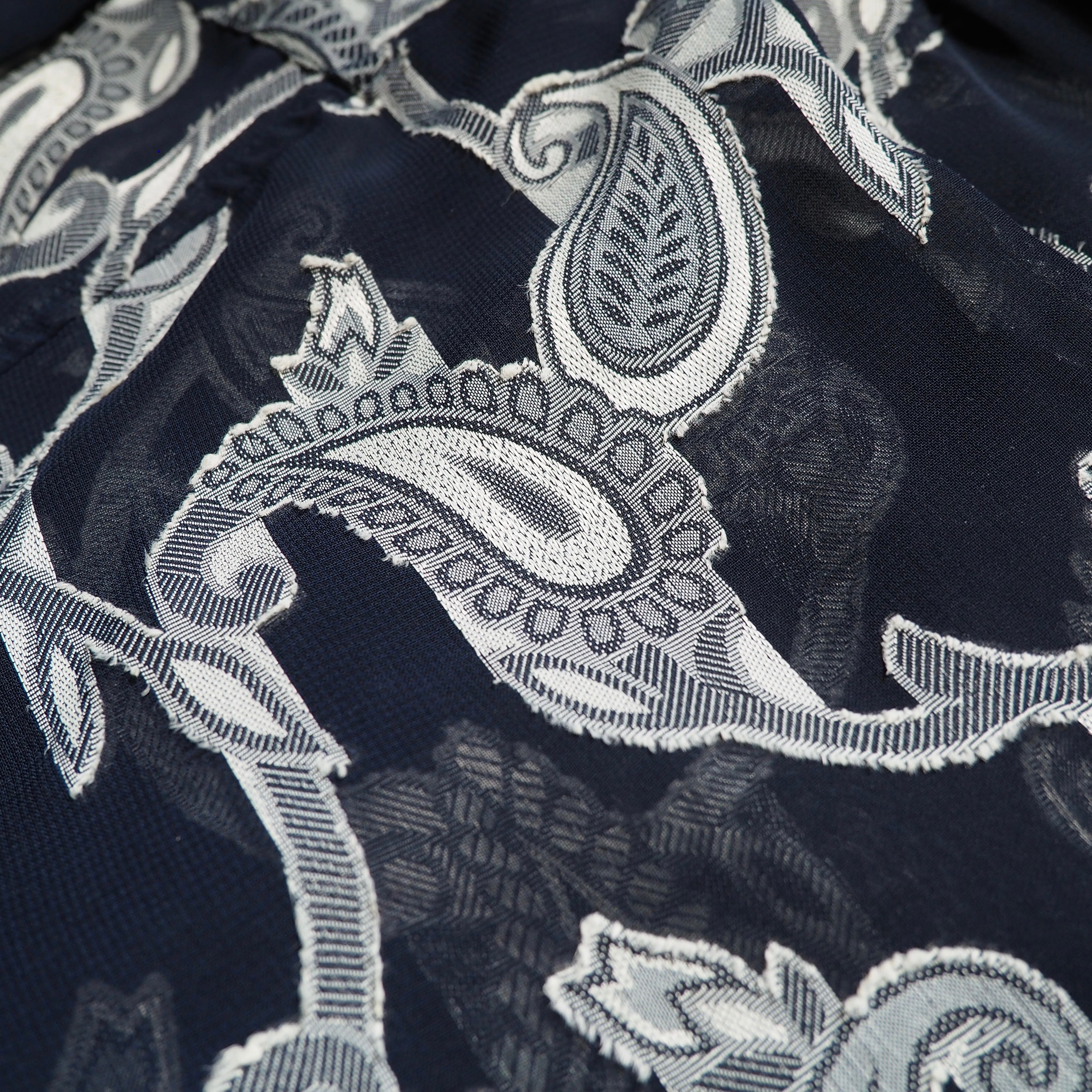 1990s Translucent Paisley pattern embroidery SS Drape shirt