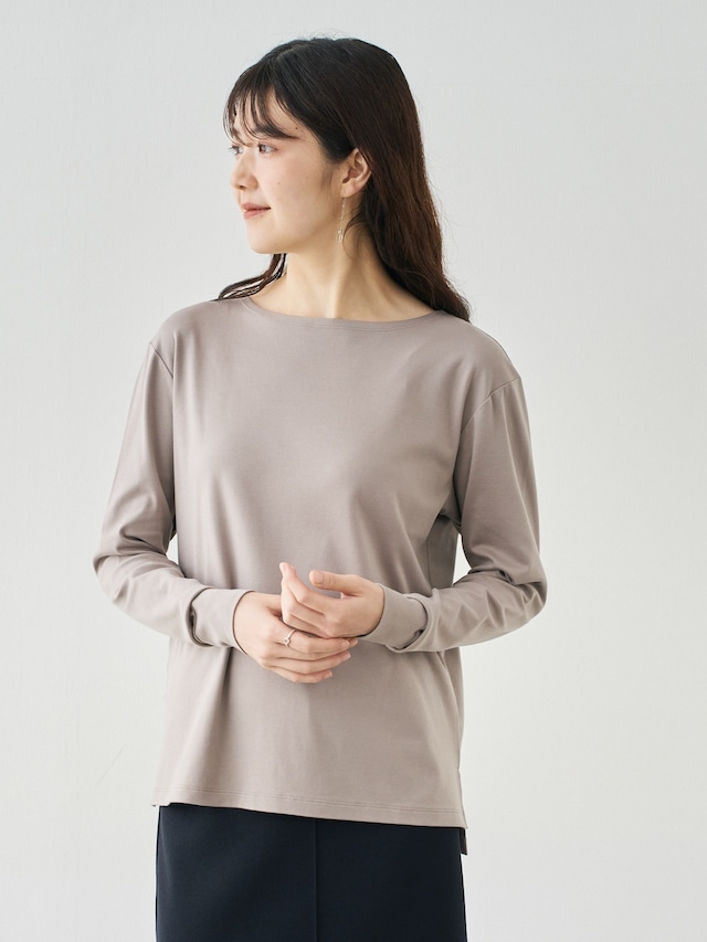 スビン綿のロングスリーブTシャツ/ソフト仕上げ/モカベージュ