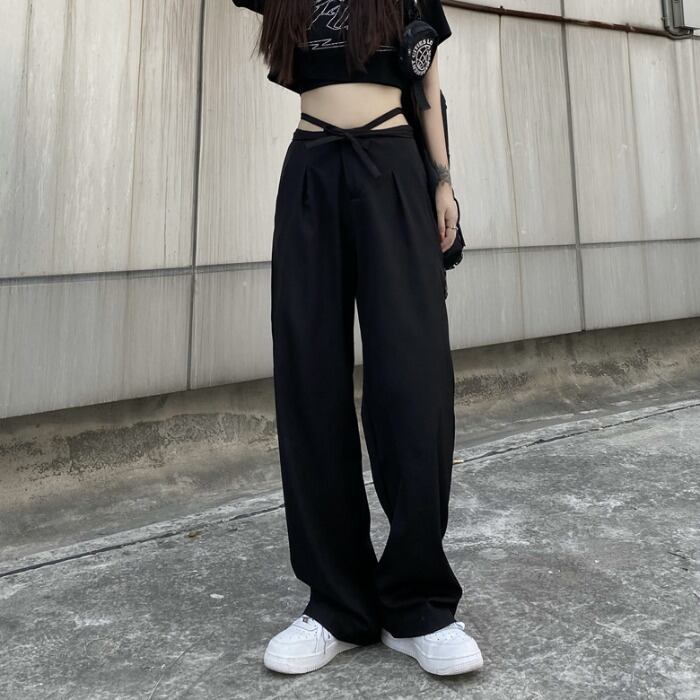 サマーカジュアルパンツ ハイウェストバンド薄手ルーズ 夏物 ケッペル99508808202