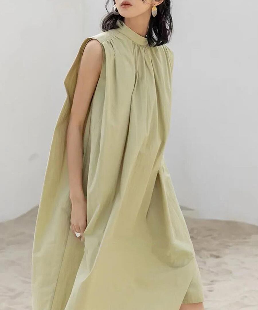 スタンドカラー◆ノースリーブワンピース【w-30200】