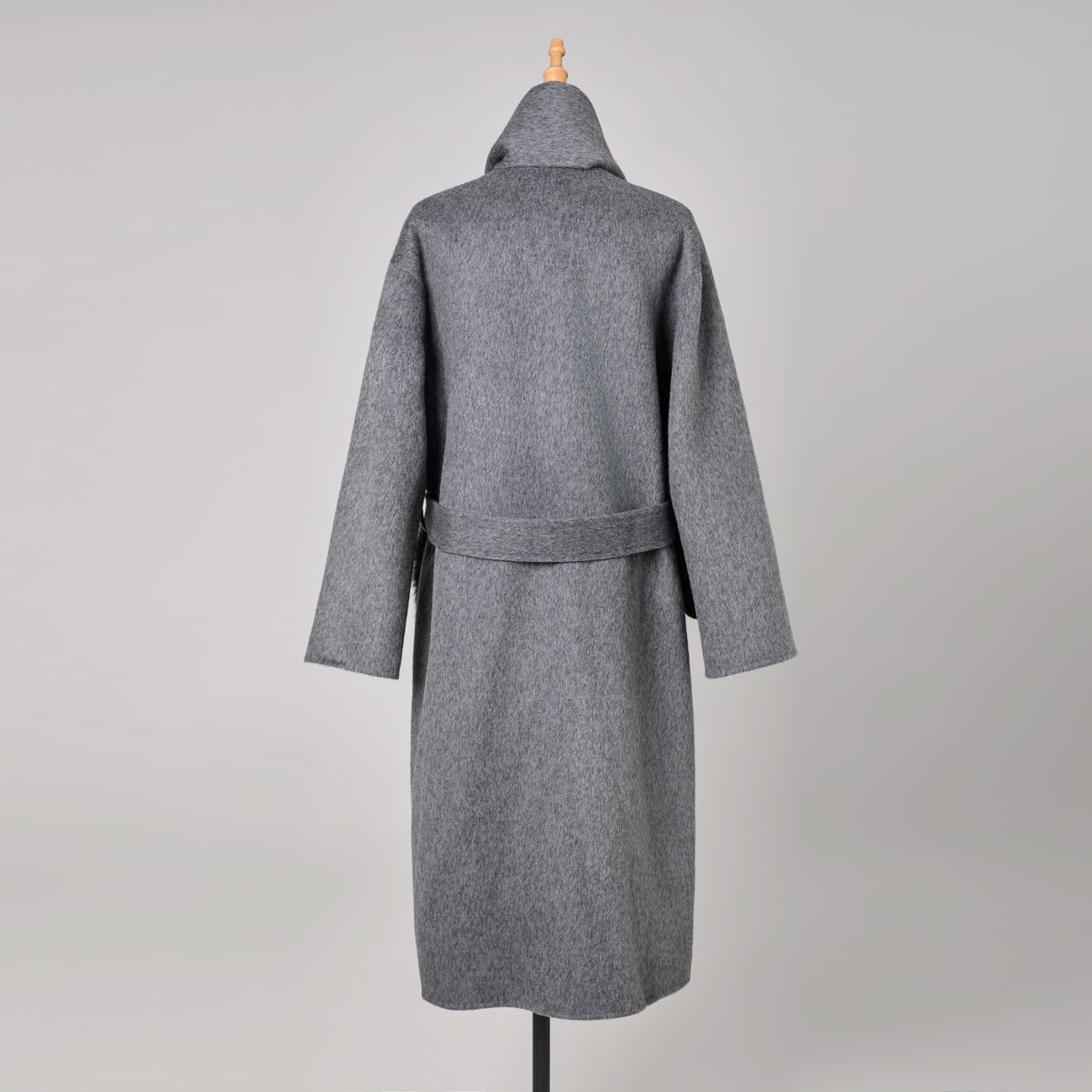 ストール＆フォックスファーポケット付き ウールロングコート SPS-2025