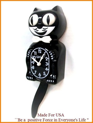 【キットキャット】kitcat/ムービング/クロック/壁掛け時計/ブラック/バックトゥザフューチャー