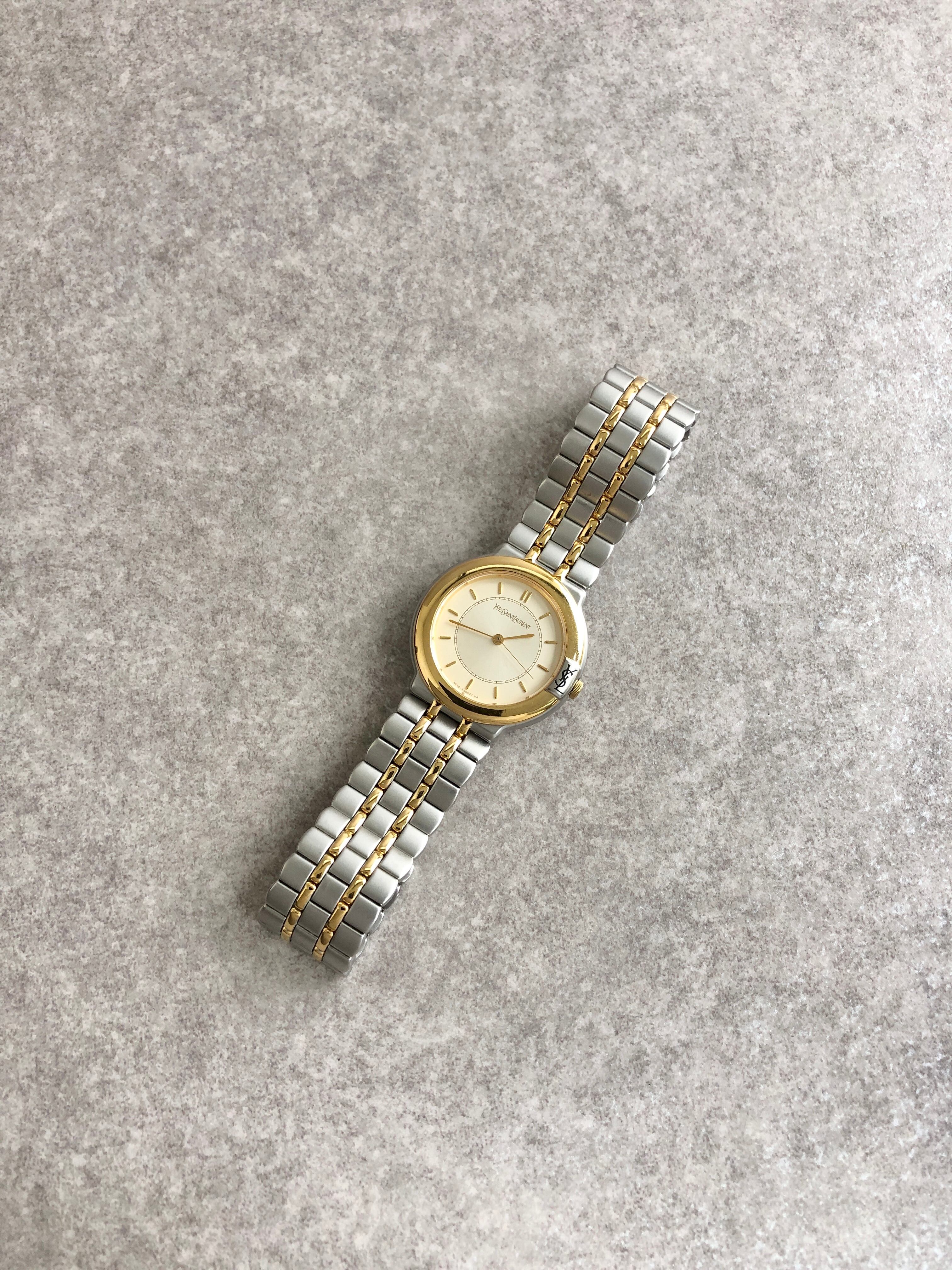 イブサンローラン　アナログ腕時計 ゴールドシルバー　美品♡ 限定セール！¨̮⃝】 YSL イブサンローラン 腕時計 イヴサン