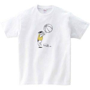 フレブル バスケ シュート Tシャツ dog35 イラスト 犬 フレンチブルドッグ ゆるい バスケットボール