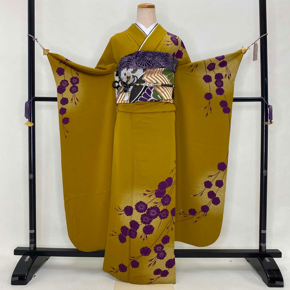 振袖フルセット 裄69.2cm 身丈163cm 長襦袢セット 辛子色 シンプル 振袖 帯 帯揚げ 帯締め 正絹 L サイズ 2745 | 中古着物・リサイクル着物から新品着物の通販ショップ|【公式サイト】祥美苑 振袖フルセット 裄69.2cm 身丈163cm 長襦袢セット 辛子色 シンプル 振袖 帯 帯揚げ 帯締め 正絹 L サイズ 2745 | 中古着物・リサイクル着物から新品着物の通販ショップ|【公式サイト】祥美苑