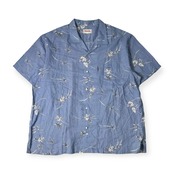 90s McGREGOR SPORTSWEAR マクレガー 花柄 半袖シャツ アロハシャツ 4L/大きいサイズ ブルー メンズ ビンテージ