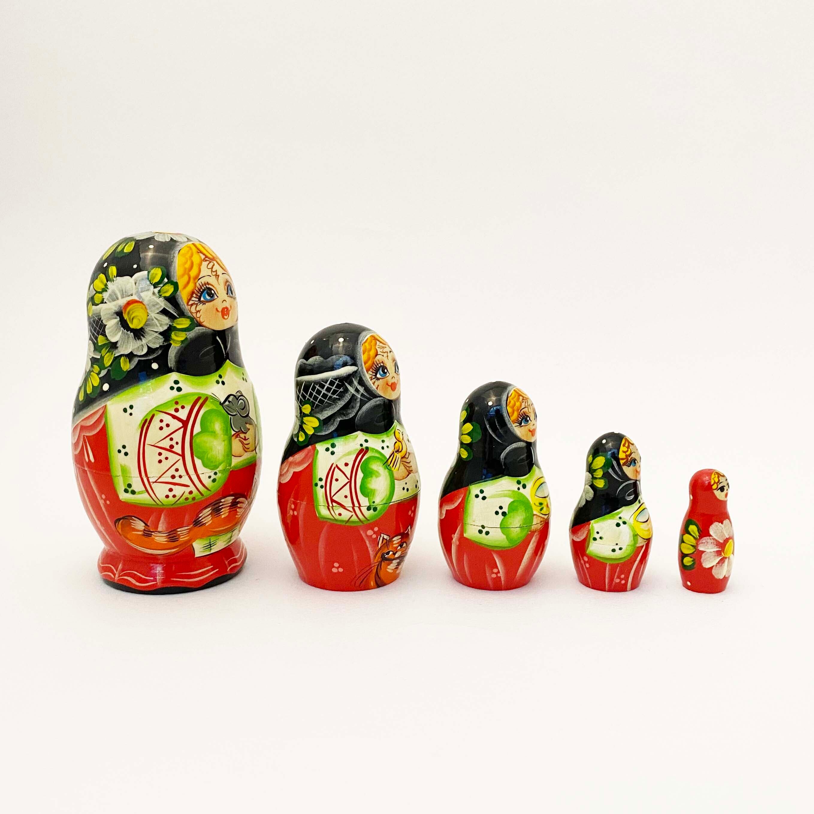 キーロフ産マトリョーシカ / 猫とネズミ5個組