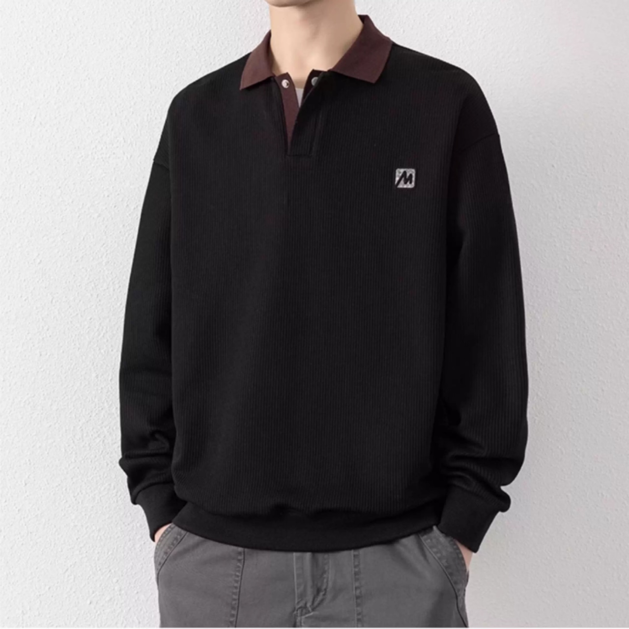 ドロップショルダー ニットポロシャツ af0381