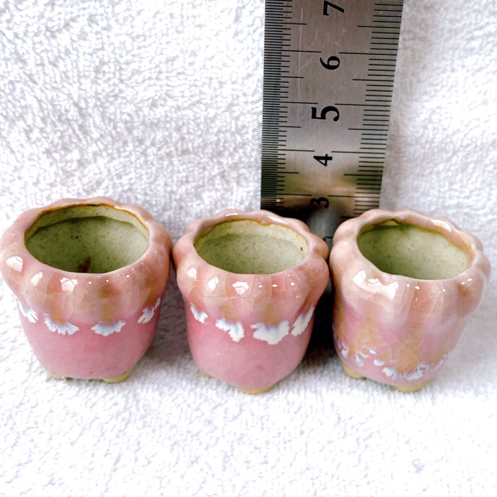 ミニチュアサイズの陶器製植木鉢 3点セット】 ミニ盆栽やコケ盆栽など