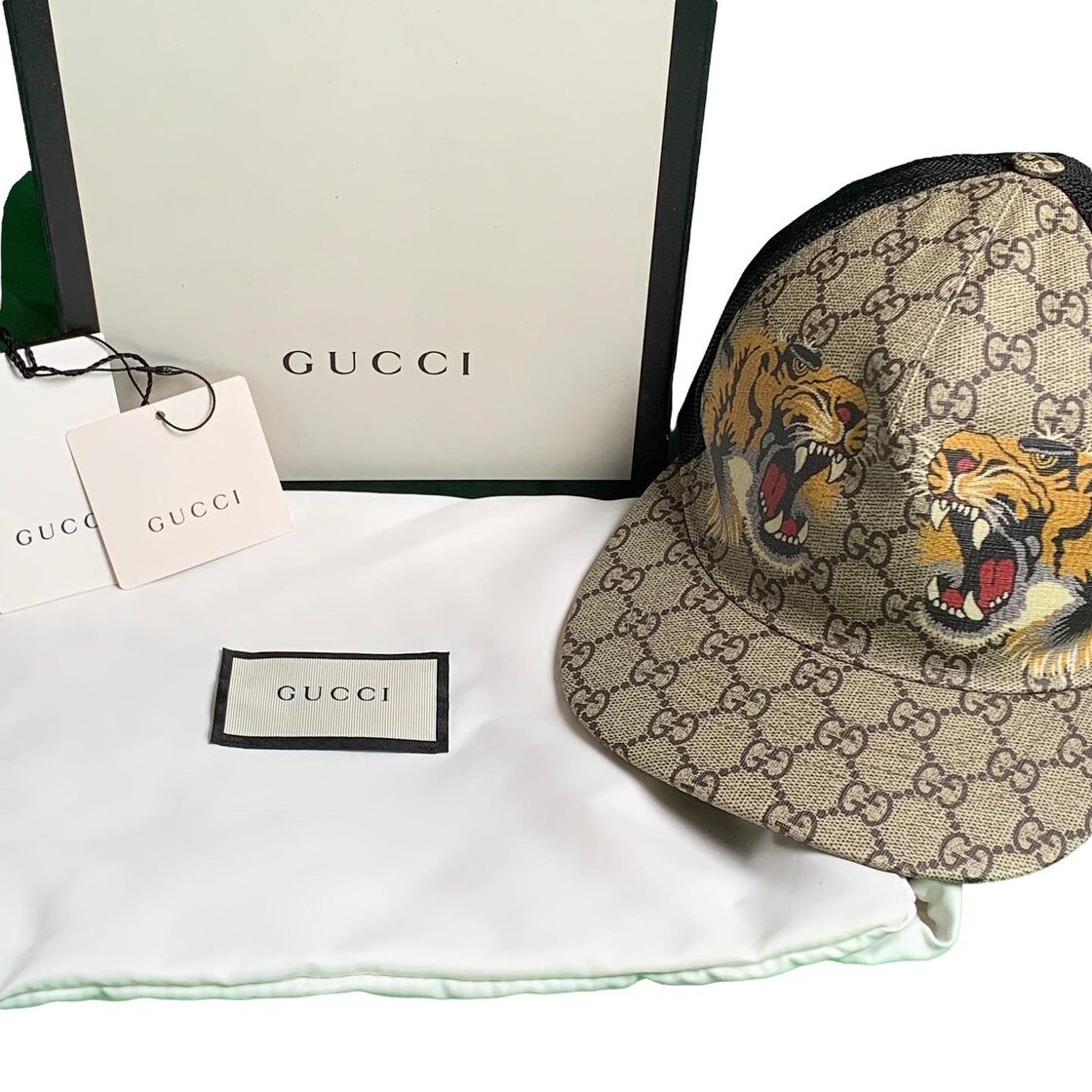 GUCCI グッチ GGスプリーム キャンバス メッシュ タイガープリント XL 
