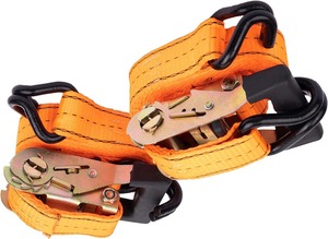【在庫のみ】ラチェット式ベルト 荷締めベルト 運搬用 ラッシングベルト 破断強度1.35t 2パック 頑丈なストラップ 長さ約3.8cmx4.5m 固定側23cm 重量物の牽引用