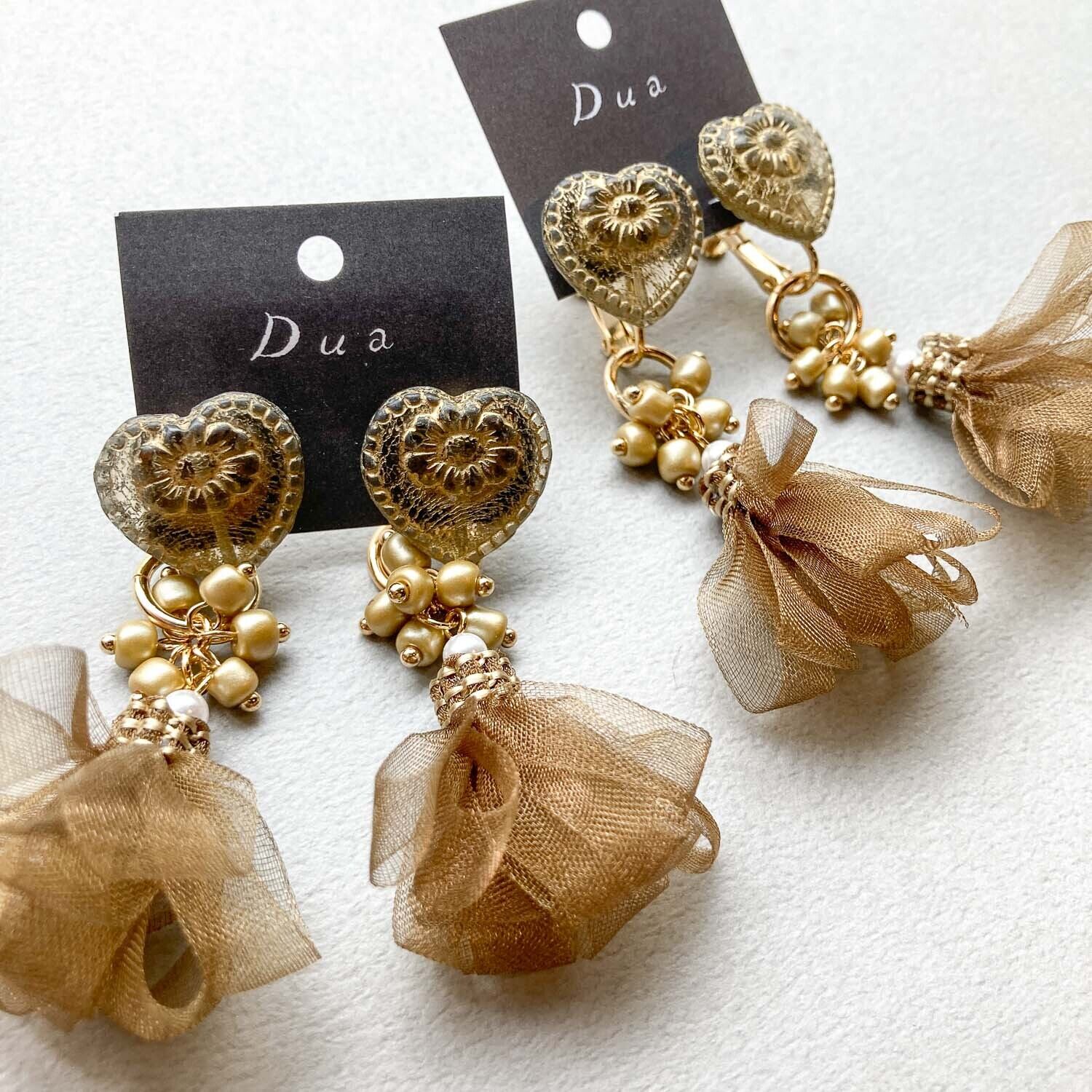 Heart ハンドメイド・手芸 【1226】ハートとタッセルのピアス