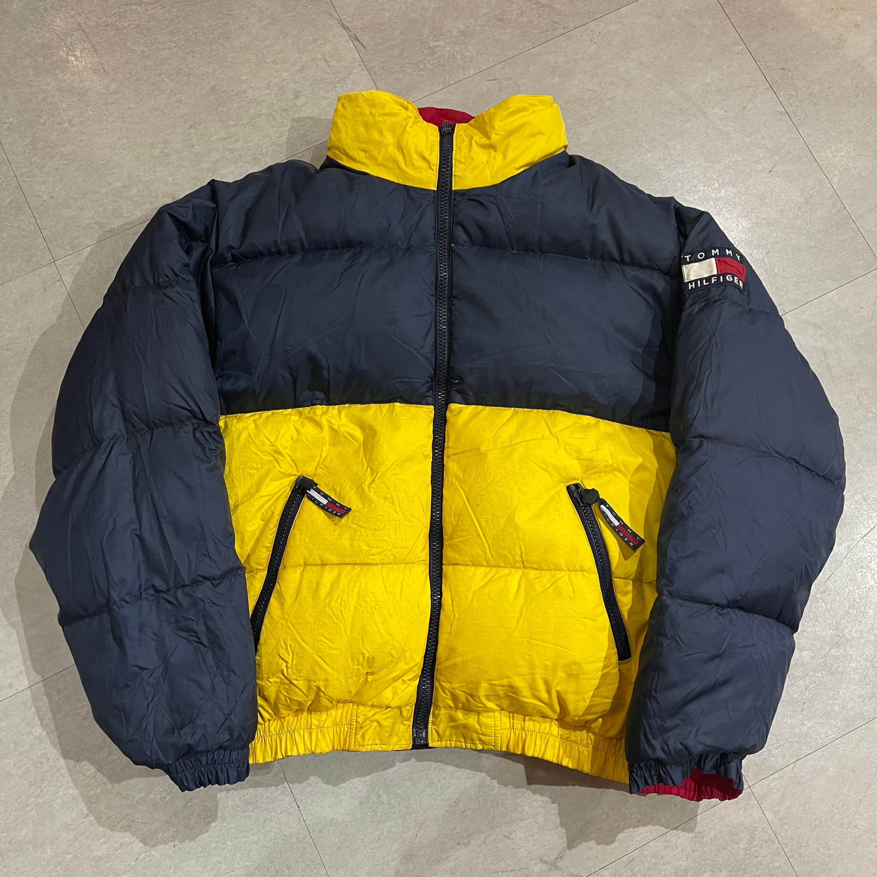 90年代〜 size:XL【 TOMMY HILFIGER 】トミーヒルフィガー ダウンジャケット 中綿ナイロンジャケット ナイロンジャケット  リバーシブル 立ち襟 マルチカラー 古着 古着屋 高円寺 ビンテージ