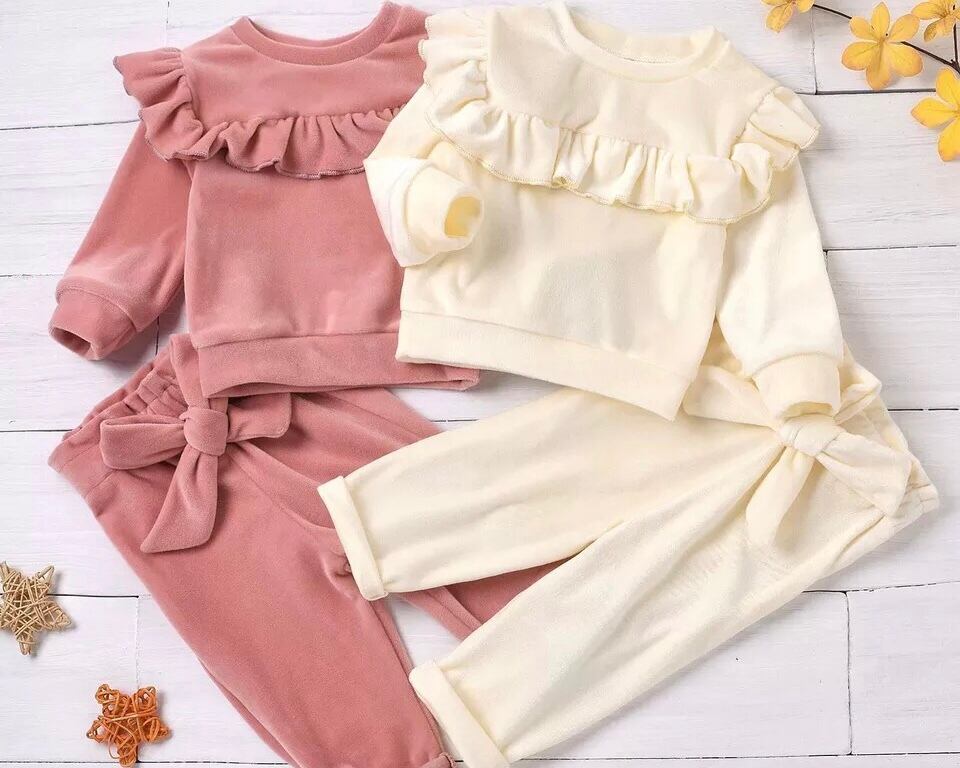 フリース上下2点セット / 女の子 / 〜12ヶ月( ピンク / ホワイト )