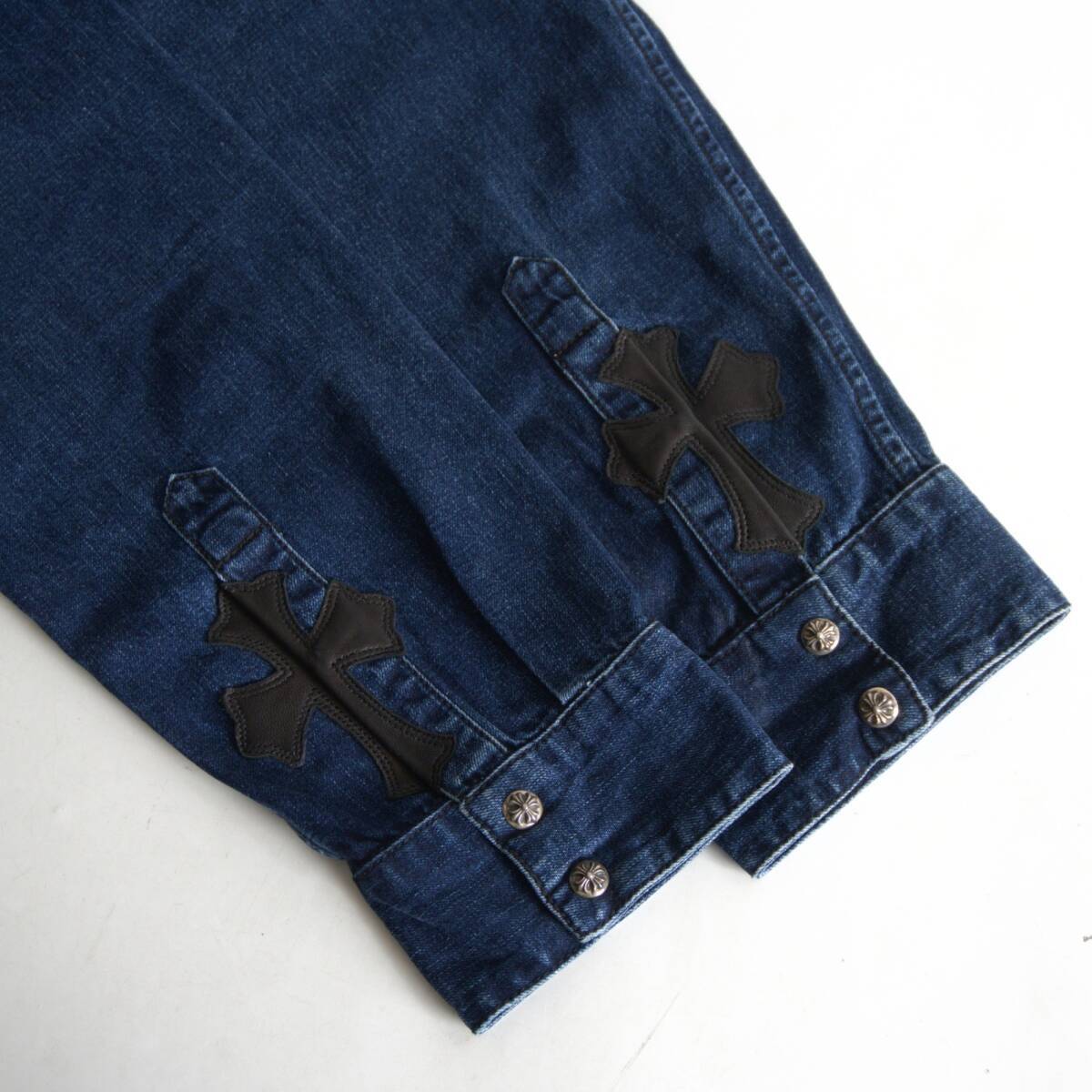 最高級】CHROME HEARTS【Y NOT Loose Ends Leather Cross Patch Denim