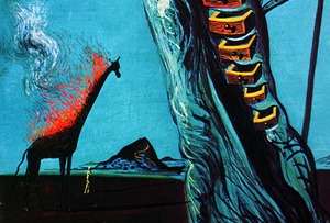 サルバドール・ダリ「燃えるキリン」作品証明書・展示用フック・限定375部エディション付複製画ジークレ