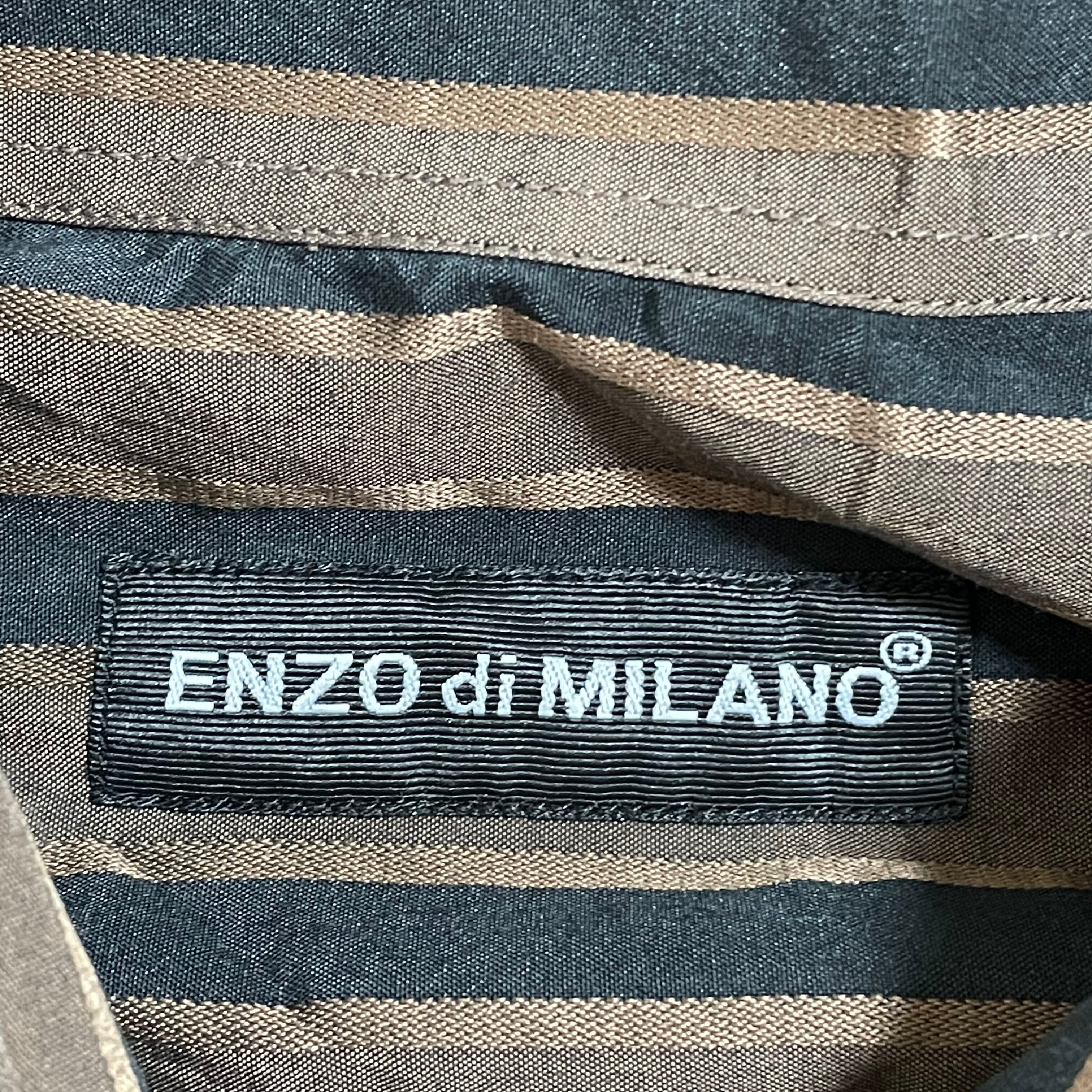 ENZO di MILANO】デカ襟 70s風 刺繍ロゴ ストライプシャツ 長袖シャツ ...