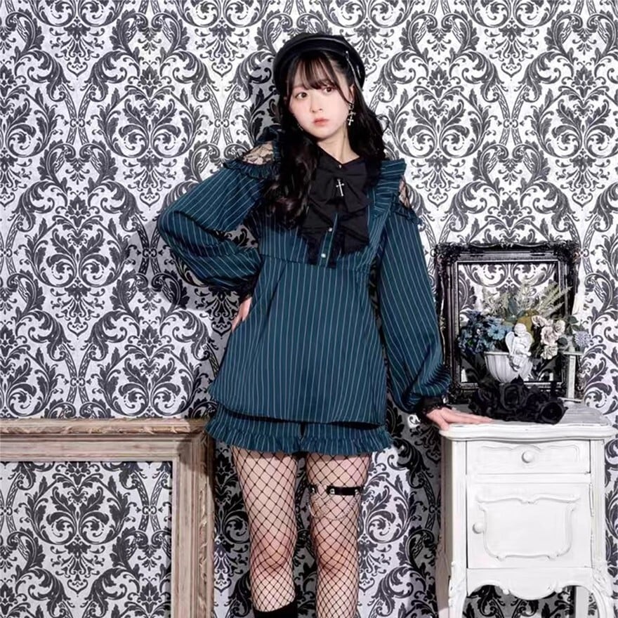 地雷系 セットアップ ストライプ柄 双子コーデ レース フリル｜SEASONZ