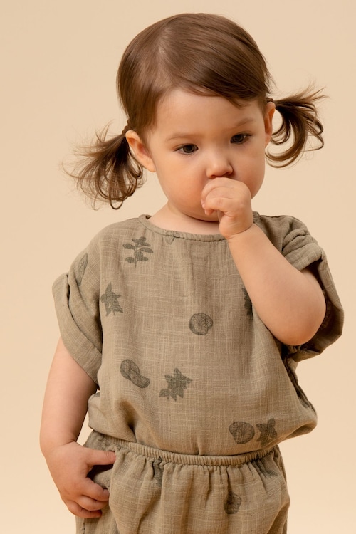 ［6m-24m］Studio Boheme Paris  - SHIRT PRASLIN Short Sleeves / SAGE / FRESH